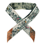 Hermes "A l'Ombre des Boulevards" Blanc, Vert, Gris Silk Twilly Pair - Thumbnail View 1