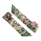 Hermes "Equateur" Rose Nacre, Vert, Gris Multi Silk Twilly Pair - Thumbnail View 4