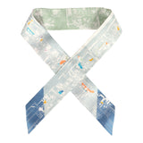 Hermes "A l'Ombre des Boulevards" Blanc, Vert, Mauve Multi Silk Twilly Pair - Thumbnail View 1