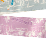 Hermes "A l'Ombre des Boulevards" Blanc, Vert, Mauve Multi Silk Twilly Pair - Thumbnail View 3