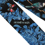 Hermes "Equateur" Black, Bleu Multi Silk Twilly Pair - Thumbnail View 3