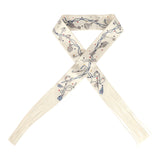 Hermes "Les Cles a Pois" Creme, Gris Perle, Multicolor Fringe Silk Twilly - Thumbnail View 1