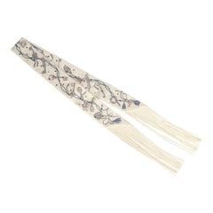 Hermes "Les Cles a Pois" Creme, Gris Perle, Multicolor Fringe Silk Twilly