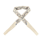 Hermes "Les Cles a Pois" Creme, Gris Perle, Multicolor Fringe Silk Twilly - Thumbnail View 1