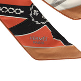 Hermes "La Promenade Du Matin Forever" Barenia, Brique, Black Leather Trim Silk Twilly - Thumbnail View 3