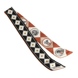 Hermes "Colliers et Chiens Forever" Black, Blanc, Caramel Leather Trim Silk Twilly - Thumbnail View 2