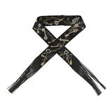 Hermes "Les Cles a Pois" Black, Multicolore, White Fringe Silk Twilly - Thumbnail View 1