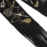 Hermes "Les Cles a Pois" Black, Multicolore, White Fringe Silk Twilly - Thumbnail View 3