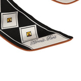 Hermes "Colliers et Chiens Forever" Black, Blanc, Caramel Leather Trim Silk Twilly - Thumbnail View 3