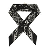 Hermes "Les Leopards" Black, White Silk Twilly - Thumbnail View 1