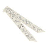 Hermes "Les Cles a Pois" White, Gris Acier, Multicolore Silk Twilly - Thumbnail View 2