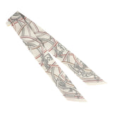 Hermes "Harnais Legendaire" White, Gris Perle, Rouge H Silk Twilly - Thumbnail View 2
