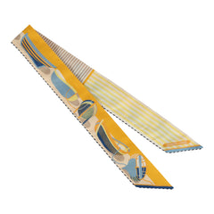 Hermes "Thalassa" Bouton D'Or, Jaune Soufre & Blanc Multi Cotton Twilly