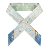 Hermes "A l'Ombre des Boulevards" Blanc, Vert, Mauve Multi Silk Twilly - Thumbnail View 1