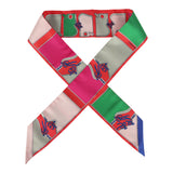 Hermes "Camails" Grenadine, Vert, Rose Multi Silk Twilly - Thumbnail View 1