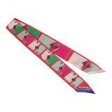 Hermes "Camails" Grenadine, Vert, Rose Multi Silk Twilly - Thumbnail View 2