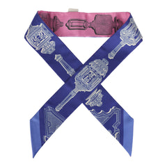 Hermes "Merveilleuses Lantern" Rose Bon Bon, Indigo Multi Silk Twilly