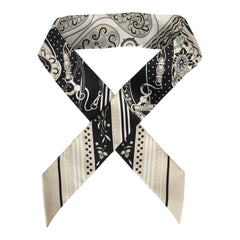 Hermes "Festival Des Amazones" Grege, Black, Blanc Silk Twilly