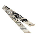 Hermes "Festival Des Amazones" Grege, Black, Blanc Silk Twilly - Thumbnail View 2