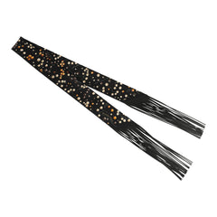 Hermes "Red Berries" Black, Beige Dore, Orange Fringe Silk Twilly