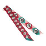 Hermes "Les Nouveaux Amoureux de Paris" Rose, Menthol, Bordeaux, Multi Silk Twilly Pair - Thumbnail View 2