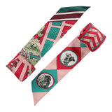 Hermes "Les Nouveaux Amoureux de Paris" Rose, Menthol, Bordeaux, Multi Silk Twilly Pair - Thumbnail View 4