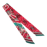 Hermes "Les Nouveaux Amoureux de Paris" Rose, Menthol, Bordeaux, Multi Silk Twilly Pair - Thumbnail View 3