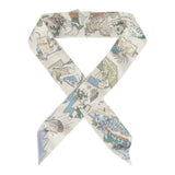 Hermes "Academia Hippica" Blanc, Bleu Clair, Vert Silk Twilly - Thumbnail View 1