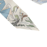 Hermes "Academia Hippica" Blanc, Bleu Clair, Vert Silk Twilly - Thumbnail View 3