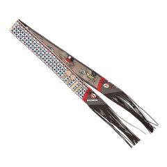 Hermes "Les Voitures Nouvelles" Bleu, Rouge H, Marron Glacé Fringe Silk Twilly