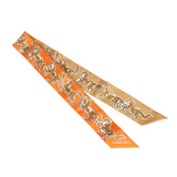 Hermes "Chevaux En Liberte" Orange Cuit, Beige Doré, Blanc Multi Silk Twilly Pair - Thumbnail View 2