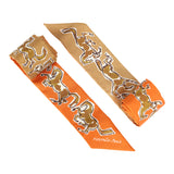 Hermes "Chevaux En Liberte" Orange Cuit, Beige Doré, Blanc Multi Silk Twilly Pair - Thumbnail View 3