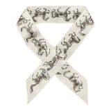 Hermes "Chevaux En Liberte" Bronze, Vert De Gris, Blanc Multi Silk Twilly Pair - Thumbnail View 1