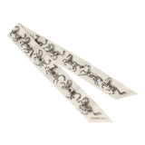 Hermes "Chevaux En Liberte" Bronze, Vert De Gris, Blanc Multi Silk Twilly Pair - Thumbnail View 2