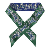 Hermes "Chevaux En Liberte" Bleu Roy, Blanc, Vert Multi Silk Twilly Pair - Thumbnail View 1