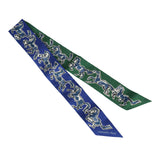 Hermes "Chevaux En Liberte" Bleu Roy, Blanc, Vert Multi Silk Twilly Pair - Thumbnail View 2