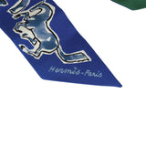 Hermes "Chevaux En Liberte" Bleu Roy, Blanc, Vert Multi Silk Twilly Pair - Thumbnail View 3