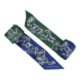 Hermes "Chevaux En Liberte" Bleu Roy, Blanc, Vert Multi Silk Twilly Pair - Thumbnail View 4