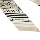 Hermes "Festival Des Amazones" Grege, Black, Blanc Silk Twilly - Thumbnail View 3