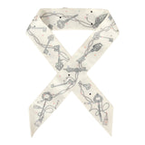 Hermes "Les Cles a Pois" White, Gris Acier, Multicolore Silk Twilly - Thumbnail View 1