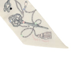 Hermes "Les Cles a Pois" White, Gris Acier, Multicolore Silk Twilly - Thumbnail View 3