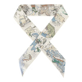 Hermes "Academia Hippica" Blanc, Bleu Clair, Vert Silk Twilly - Thumbnail View 1