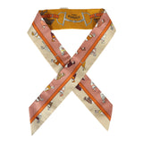 Hermes "Turf, Les Courses" Safran, Orange Cuit, Beige Dore Silk Twilly - Thumbnail View 1