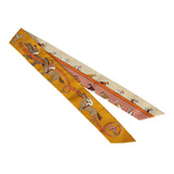 Hermes "Turf, Les Courses" Safran, Orange Cuit, Beige Dore Silk Twilly - Thumbnail View 2