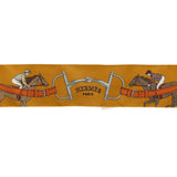 Hermes "Turf, Les Courses" Safran, Orange Cuit, Beige Dore Silk Twilly - Thumbnail View 3