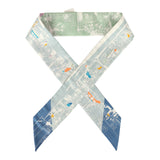 Hermes "A l'Ombre des Boulevards" Blanc, Vert, Mauve Multi Silk Twilly - Thumbnail View 1