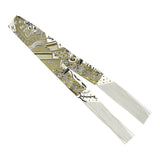 Hermes "Bandana" Kaki, Blanc, Black Fringe Silk Twilly - Thumbnail View 2
