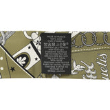 Hermes "Bandana" Kaki, Blanc, Black Fringe Silk Twilly - Thumbnail View 4