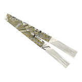 Hermes "Bandana" Kaki, Blanc, Black Fringe Silk Twilly - Thumbnail View 2