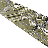 Hermes "Bandana" Kaki, Blanc, Black Fringe Silk Twilly - Thumbnail View 3